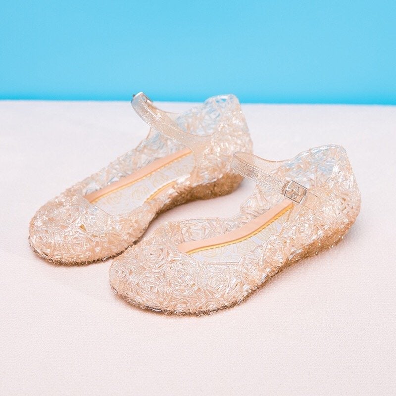 Cross-border Summer Frozen Snowfield Aisha Girls Princess Shoes Cinderella Crystal Shoes Children High Sandals Gold Gold
