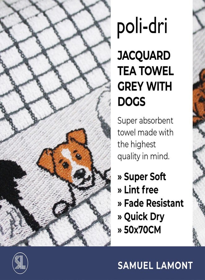 Samuel Lamont Poli-dri Jacquard Towel White with Brown and DOGS trim - Image 2