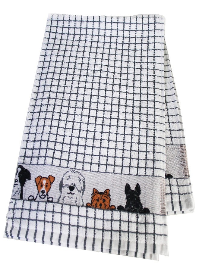 Samuel Lamont Poli-dri Jacquard Towel White with Brown and DOGS trim - Image 1