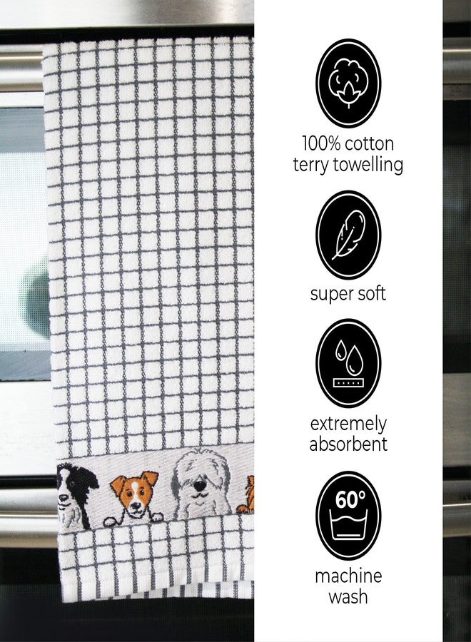 Samuel Lamont Poli-dri Jacquard Towel White with Brown and DOGS trim - Image 5