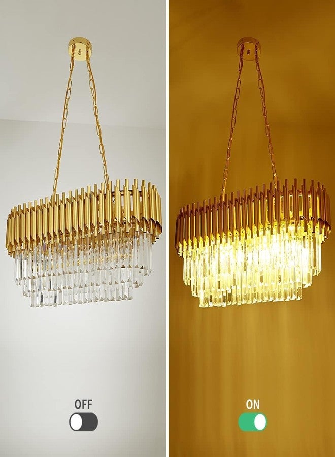 ADWAIT odern Crystal 3-Tier Oval Gold Chandeliers with Ceiling Light Fixture for Living Room Bedroom and Hallway 600 * 300 - Image 5