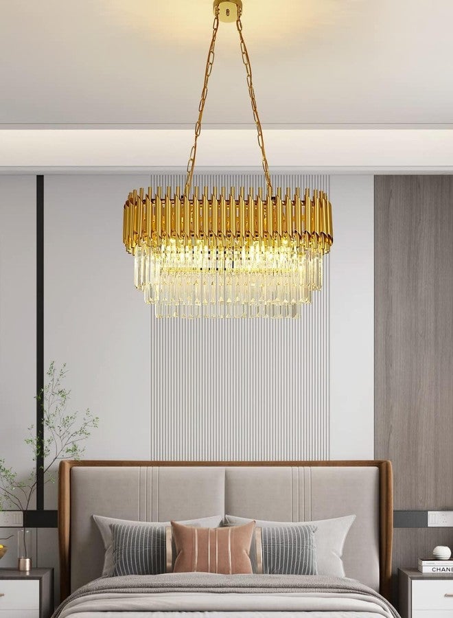 ADWAIT odern Crystal 3-Tier Oval Gold Chandeliers with Ceiling Light Fixture for Living Room Bedroom and Hallway 600 * 300 - Image 4