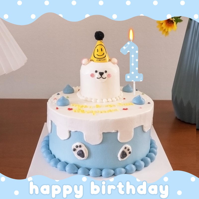 ELekFX Blue Polka Dot Number 1 Candle, First Birthday Decorations for Boys, Happy Birthday Cake Topper for One Sweet Boy Birthday Party Supplies - Image 4