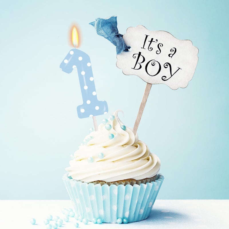 ELekFX Blue Polka Dot Number 1 Candle, First Birthday Decorations for Boys, Happy Birthday Cake Topper for One Sweet Boy Birthday Party Supplies - Image 3