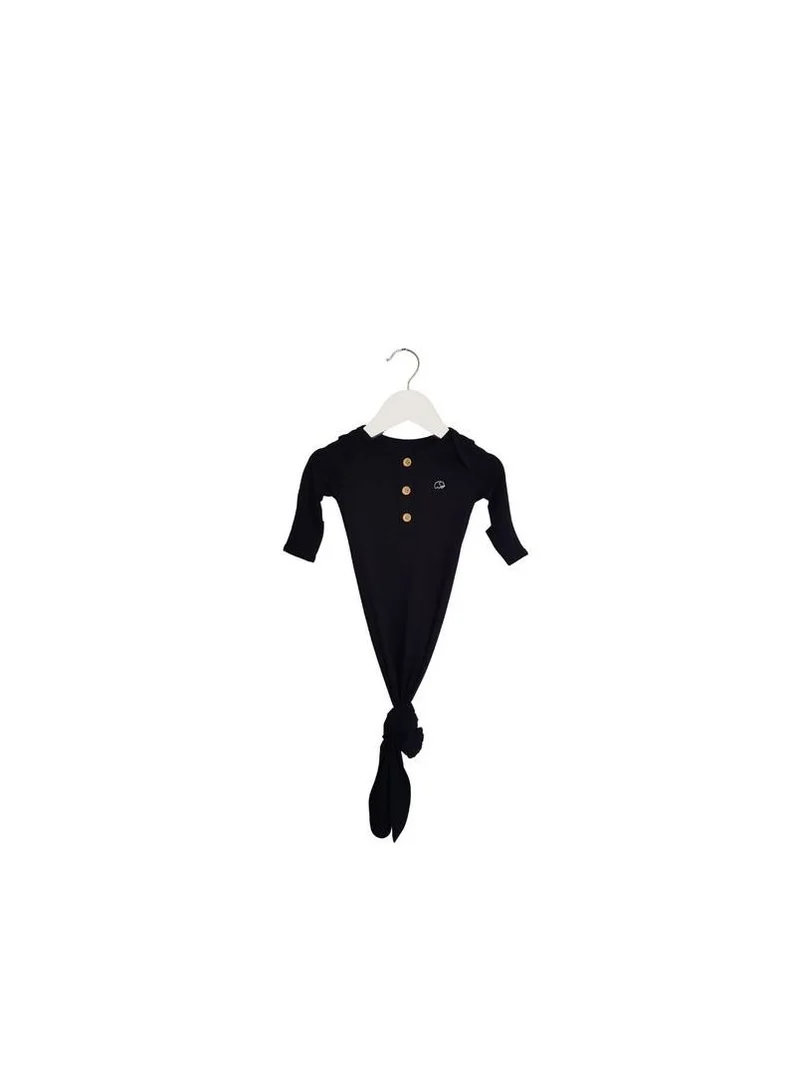 Anvi Baby Anvi Baby Organic Bamboo Knotted Gown & Beanie Set - Charcoal 3-6 months