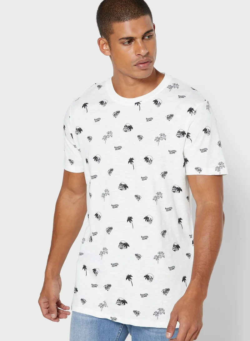 DeFacto Skull Print Crew Neck T-Shirt