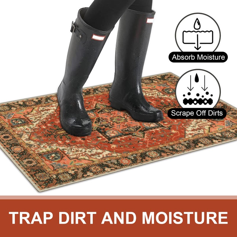 Collive حصيرة الباب الداخلي الكلاهي الرجعية الحصيرة غير القابلة للغسل قابلة للغسل بسرعة تمتص الحصير ترحيب الحصير المنخفضة الباب داخل سجادة الباب الأمامي للمدخل - 24 "" × 36 "" - Image 3
