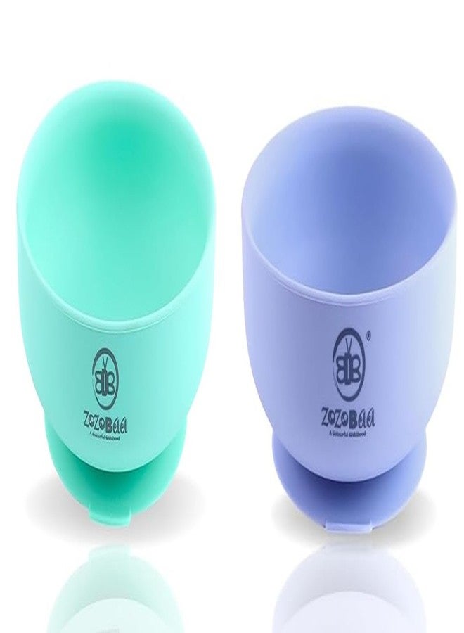 ZoZoBaa Silicone Baby Bowl | Extra Strong Suction Base, Non-Slip Design, 100% Food Grade BPA-Free Bowls for Babies & Toddlers | Microwave Safe, Purple & Mint Green (Pack of 2) - Image 1