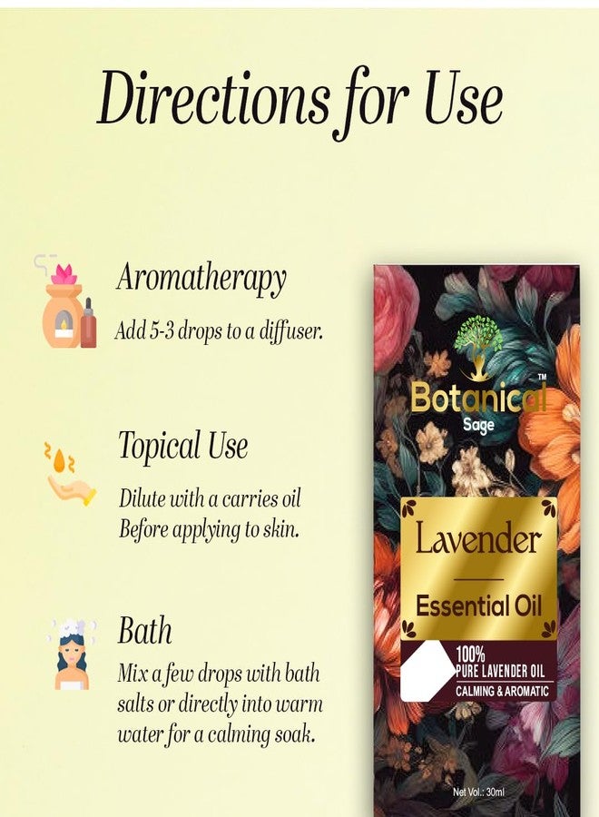 Botanical Sage زيت اللافندر العطري - مستخلص المريمية النباتية لنمو الشعر، والعناية بالبشرة، والوجه، والعلاج العطري للرجال والنساء، 30 مل - Image 5