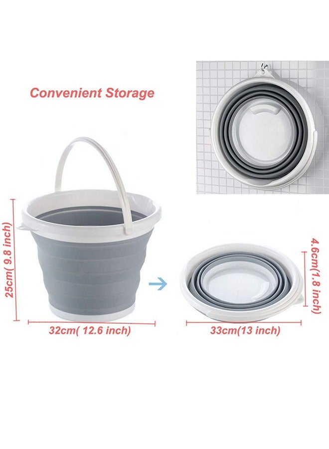 Generic 10L Silicone Bucket 2.65 Gallon Water Bucket Portable Folding Collapsible Outdoor Barrel for Fishing, Camping, Car Washing, Home Storage and Outdoors Wash(Grey)  - Image 2