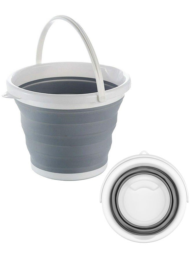 10L Silicone Bucket 2.65 Gallon Water Bucket Portable Folding Collapsible Outdoor Barrel for Fishing, Camping, Car Washing, Home Storage and Outdoors Wash(Grey) - Image 1