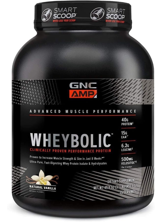 GNC AMP Wheybolic Targeted Muscle Building And Workout Support Formula Pure 25 Servings Natural Vanilla  - Image 1