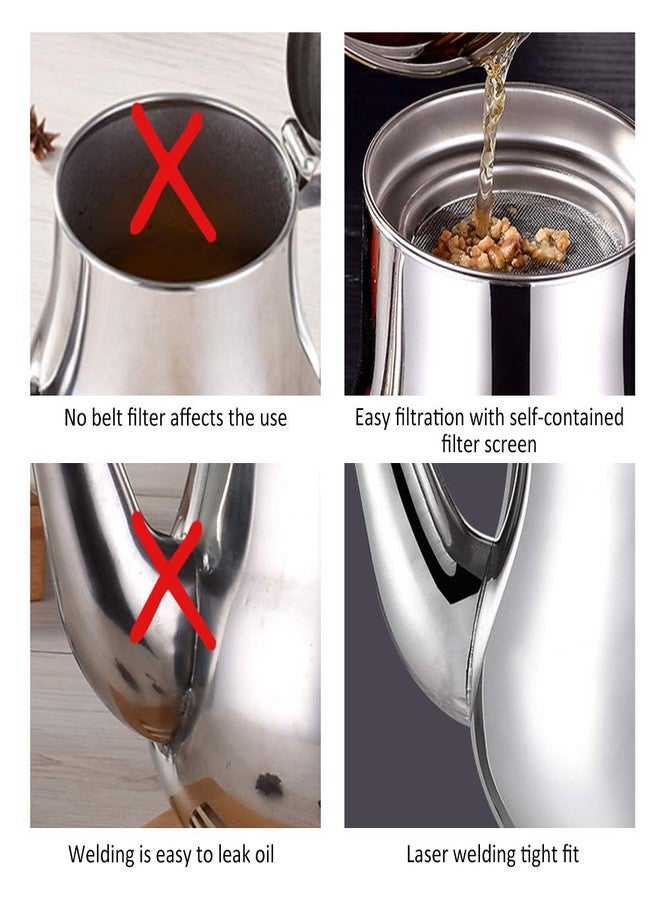 Loyanger Stainless Steel Oil Strainer Pot,with Filter Mesh Oil Storage Pot Grease Storage Can Home Cooking for Storing Frying and Cooking Grease(SIZE:24oz) - Image 4