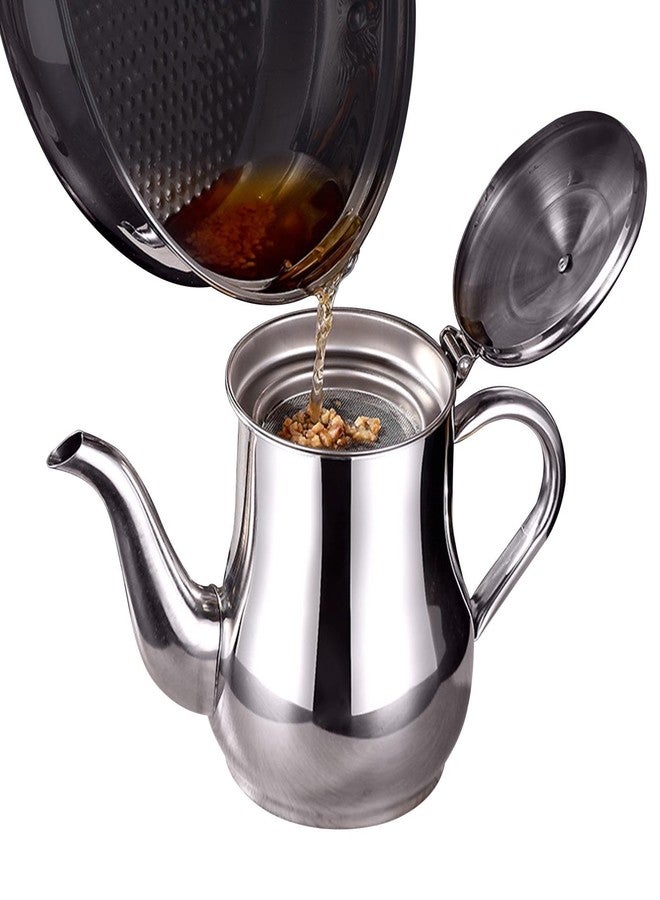 Loyanger Stainless Steel Oil Strainer Pot,with Filter Mesh Oil Storage Pot Grease Storage Can Home Cooking for Storing Frying and Cooking Grease(SIZE:24oz) - Image 1
