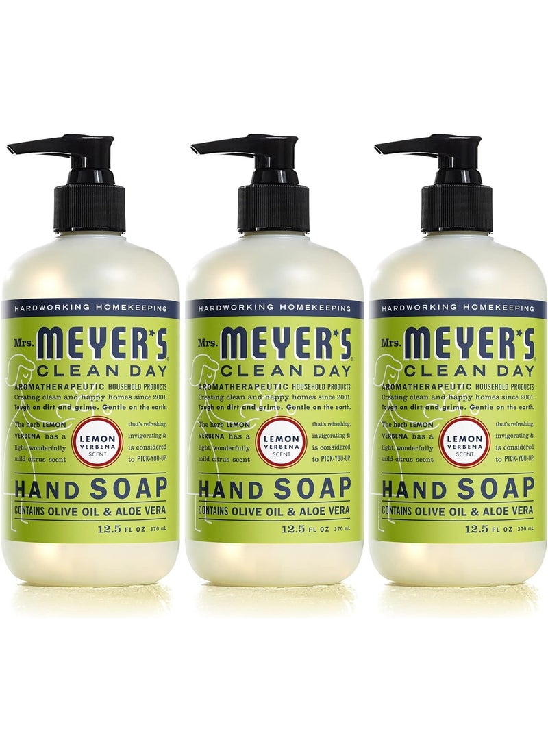Mrs. Meyer's Clean Day MRS MEYERS CLEAN DAY Liquid Hand Soap CrueltyFree and Biodegradable Hand Wash Made with Essential Oils Lemon Verbena Scent 125 Oz Pack of 3 