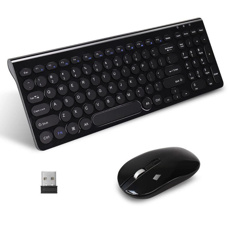LeadsaiL Wireless Keyboard and Mouse Combo Wireless USB Mouse and Computer Keyboard Set Compact and Silent for Windows Laptop Desktop PC Black