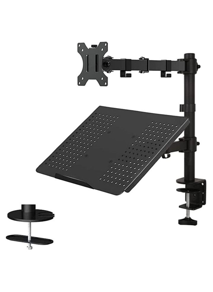 oem - Adjustable Dual LCD Monitor Arm With Laptop Notebook Adaptor Desk Mount Stand - Image 1