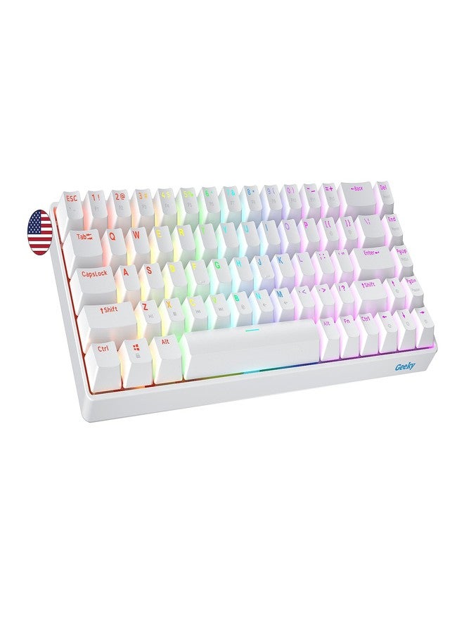 Geeky GK65 SE 65% | Mechanical Gaming Keyboard | 68 Keys Multi Color RGB LED Backlight for PC/Mac Gamer | ANSI US Format (White, Mechanical Brown) - Image 1