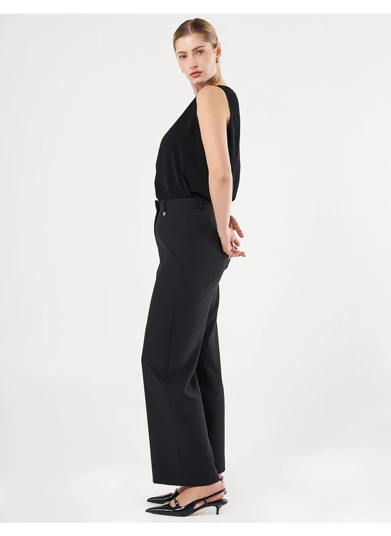 Kayra High-Waist Basic Pants Black