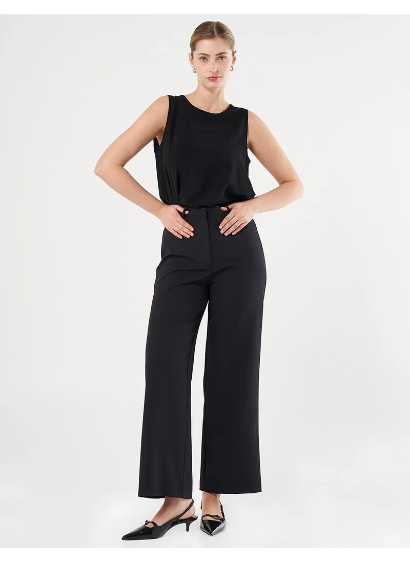 Kayra High-Waist Basic Pants Black