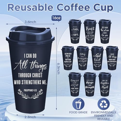 Skylety 20 Pack Christian Gifts for Fathers Bulk Church Gifts for Men 16oz Inspirational Bible Verse Coffee Cups with Lids for Dad Teacher Graduation Party Favor Blue - Image 3