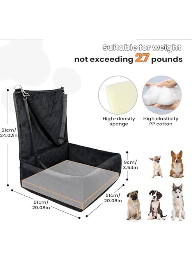 Black Dog Car Seat With Side Pockets Pet Travel Cushion For SUV Truck Front Backseat - Image 3