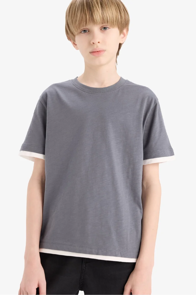 ديفاكتو Boy Crew Neck Basic Short Sleeve T-Shirt