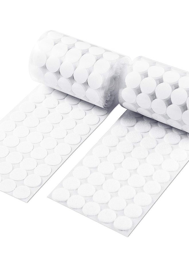 500 Pair Sets 0.39inch 10mm Diameter Sticky Back Coins Hook & Loop Self Adhesive Dots Tapes (White) - Image 1