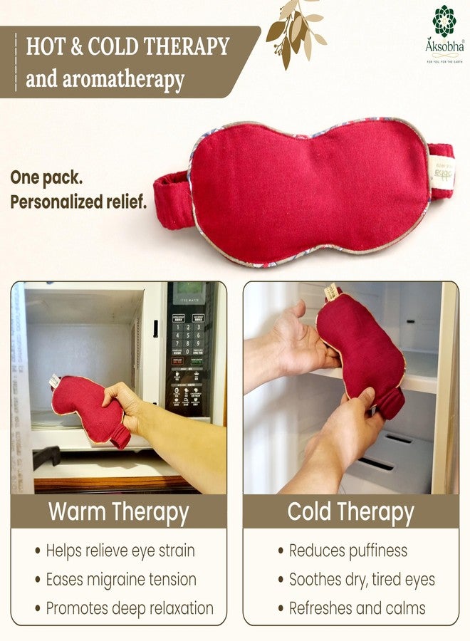 Aksobha Natural Herbal Migraine Eye Mask (Non-Gel for Puffy Eyes – Microwaveable Hot & Cold Therapy Eye Pack with Adjustable Strap, Reusable Cotton Compress for Sinus Relief - Image 5