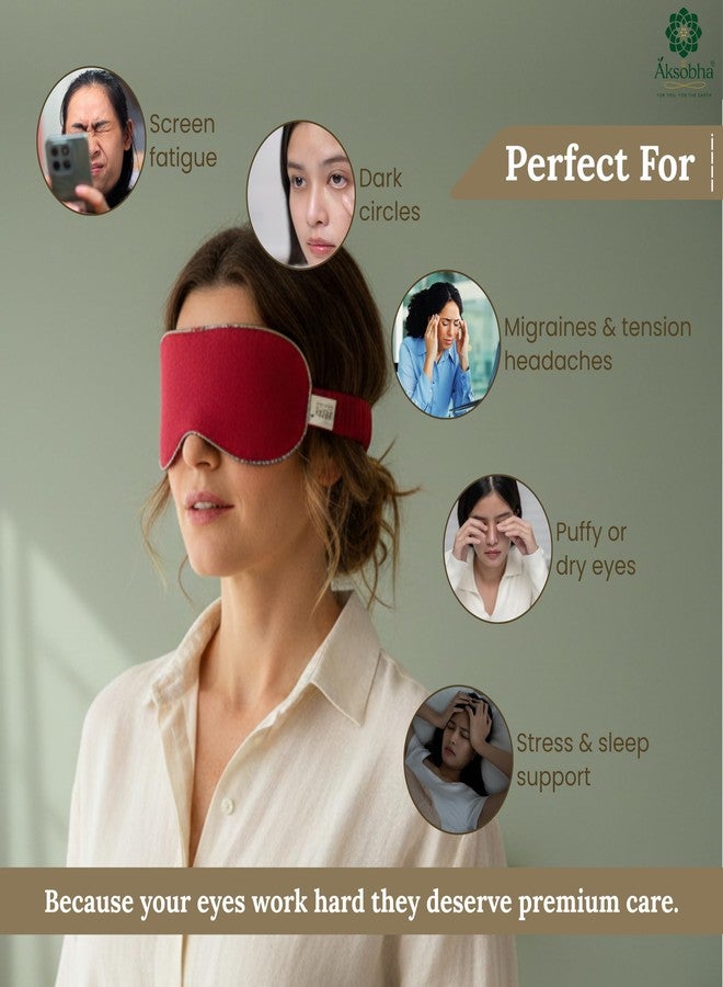 Aksobha Natural Herbal Migraine Eye Mask (Non-Gel for Puffy Eyes – Microwaveable Hot & Cold Therapy Eye Pack with Adjustable Strap, Reusable Cotton Compress for Sinus Relief - Image 4