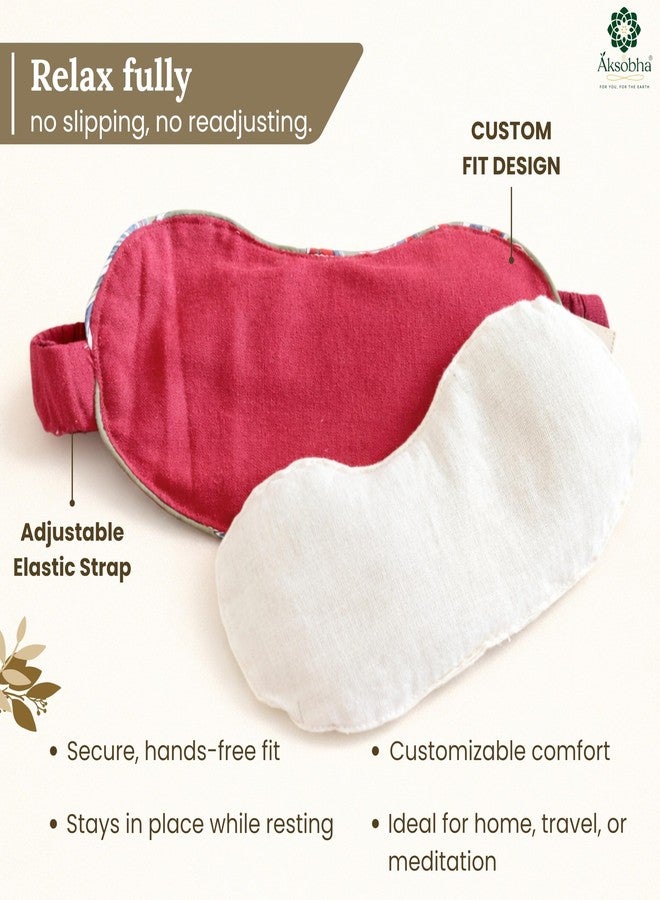 Aksobha Natural Herbal Migraine Eye Mask (Non-Gel for Puffy Eyes – Microwaveable Hot & Cold Therapy Eye Pack with Adjustable Strap, Reusable Cotton Compress for Sinus Relief - Image 3