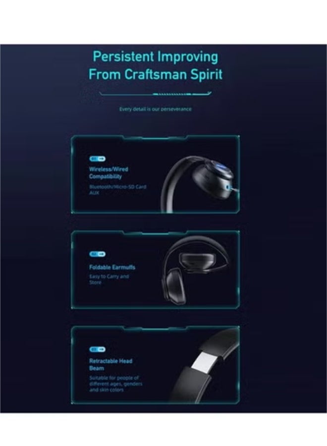 أوي A200BL Wireless Stereo Headphone - Use Bluetooth Or AUX Connection -Superior Bass Sound - Black - Image 5
