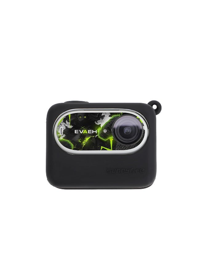 Silicone Case Camera Sticker Lens Cover for Insta360 Go3, Protective Case with Lanyard Anti-Scratch Skin Camera Accessories, Host Lens Fully Wrapped, Waterproof for Travel, Sports(Black) - Image 2