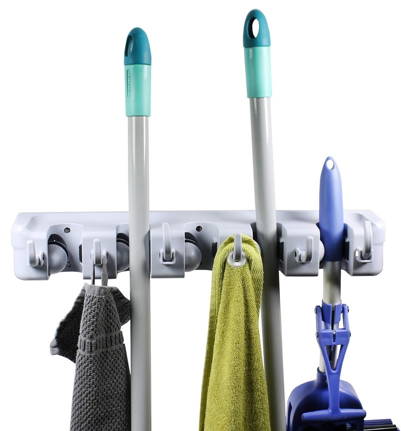 TINKDAS Wall Mounted Broom Holder 5Slot WallMounted Broom Holder for Neat and Tidy Cleaning Tool Organization Sturdy Design Compact Storage For Mops and Brooms - Image 2