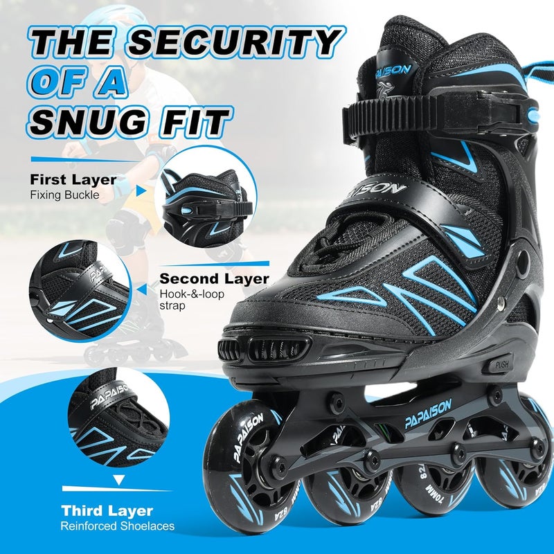 PAPAISON Adjustable Inline Skates for Kids Ages 5-12 - Blue - Image 5