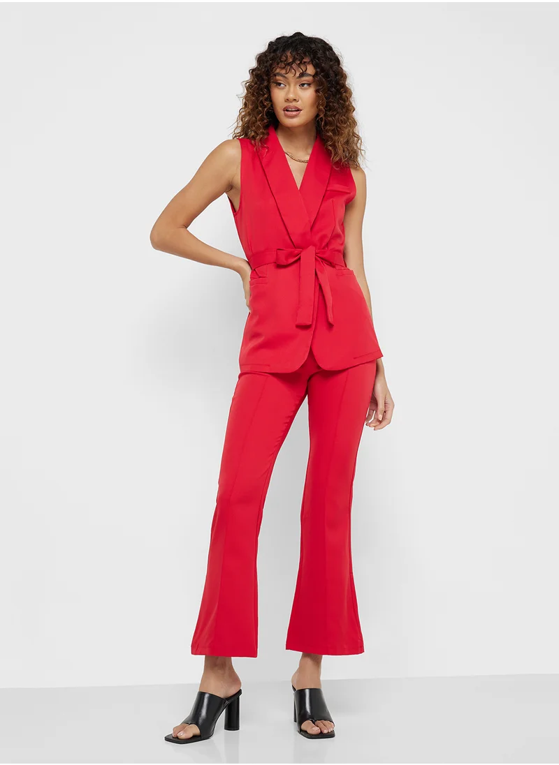 جينجر Longline Belted Vest & Pant Set