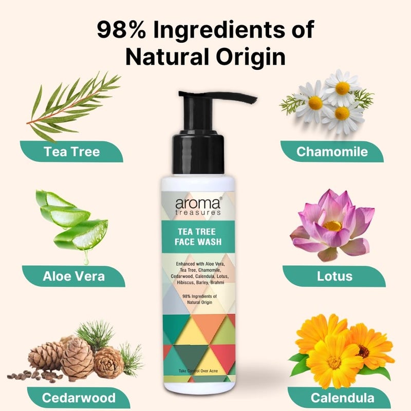 Aroma Treasures Total Confidence Anti Acne Kit with Tea Tree Aloe Vera extract Includes Face Wash Anti Acne Gel Anti Acne Serum For Oily Acne Prone Skin Set of 3 items - Image 4