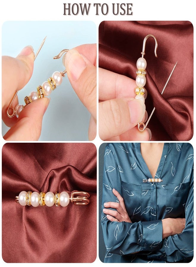 Beupy 14 Pieces Pearl Scarf Brooch Pin Assorted Muslim Scarf Hijab Clips Small Brooch Set Metal Clips for Headscarf Shawl Muslim Women Scarves Hijab Safety Shawl Brooch Pins for Women Men - Image 3