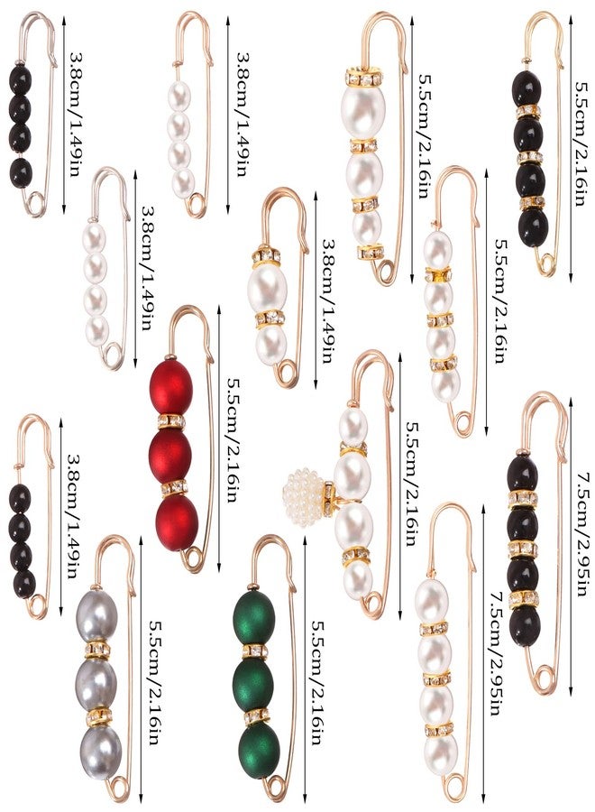 Beupy 14 Pieces Pearl Scarf Brooch Pin Assorted Muslim Scarf Hijab Clips Small Brooch Set Metal Clips for Headscarf Shawl Muslim Women Scarves Hijab Safety Shawl Brooch Pins for Women Men - Image 2