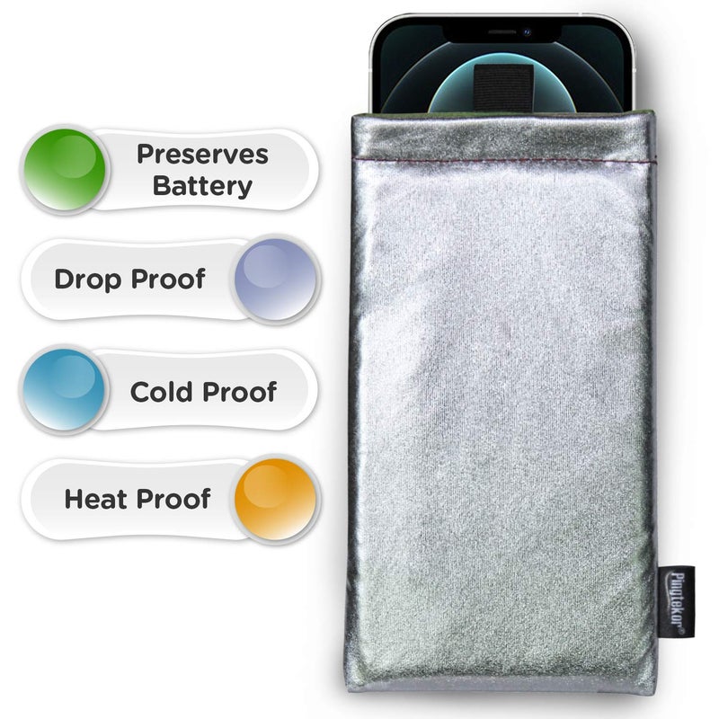 بينجتيكور Thermal Phone Case for Hot u0026 Cold Weather, Insulated Phone Pouch Prevents Overheating u0026 Extends Battery Life,for iPhone 15Pro Max/14Pro Max/GalaxyA54 and Similar Sized Phones-Silverï¼ˆMediumï¼‰ - Image 5
