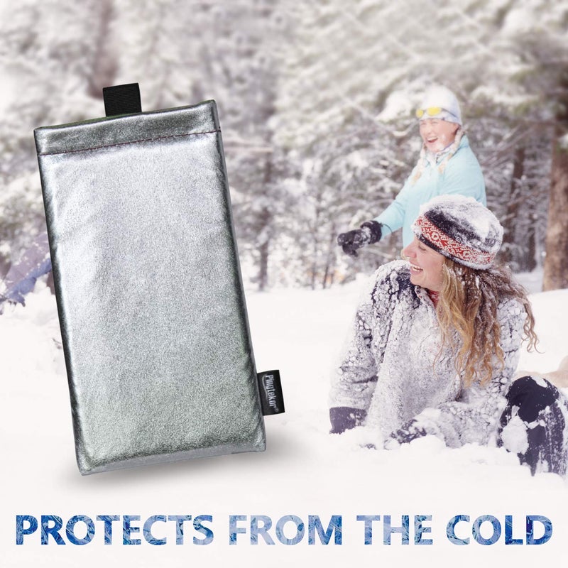 بينجتيكور Thermal Phone Case for Hot u0026 Cold Weather, Insulated Phone Pouch Prevents Overheating u0026 Extends Battery Life,for iPhone 15Pro Max/14Pro Max/GalaxyA54 and Similar Sized Phones-Silverï¼ˆMediumï¼‰ - Image 2
