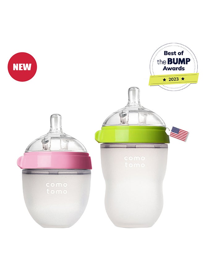 comotomo Combo Natural Feel Baby Bottle 150 ML And Natural Feel Baby Bottle 250 ML, 0 - 6 Months - Image 1