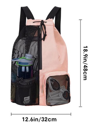 Skycare Swim Bag Mesh Drawstring Backpack with Wet Pocket Beach Backpack for Swimming, Gym, and Workout Gear - view 3