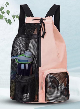 Skycare Swim Bag Mesh Drawstring Backpack with Wet Pocket Beach Backpack for Swimming, Gym, and Workout Gear - view 5