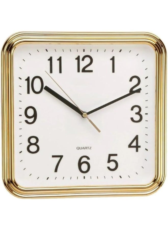 DAY TO DAY Quartz Battery Operated Square Analogue Wall Clock With Black Numbers 11X11X3CM Golden