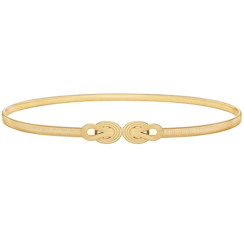 VONMELLI Skinny Gold Metal Belt for Dress Elastic Thin Dress Belt for Women Gold/Silver - Image 1