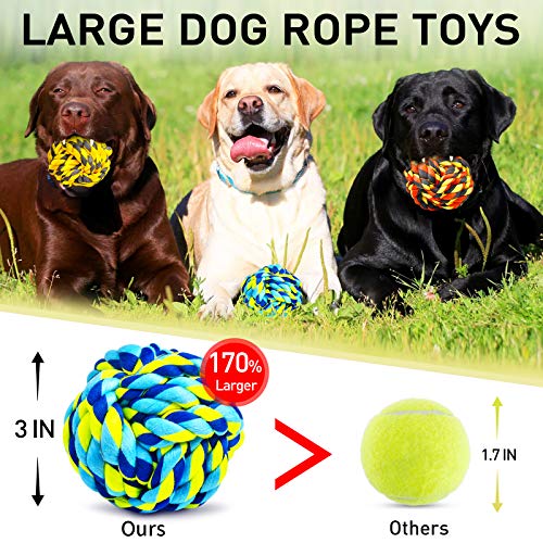 SHARLOVY Dog Toys for Aggressive Chewers, Dog Balls for Large Breeds, Heavy Duty Cotton Rope Chew Toys with Tough Twisted for Medium Breeds, 6 Pack Indestructible Chew Toys - Image 3