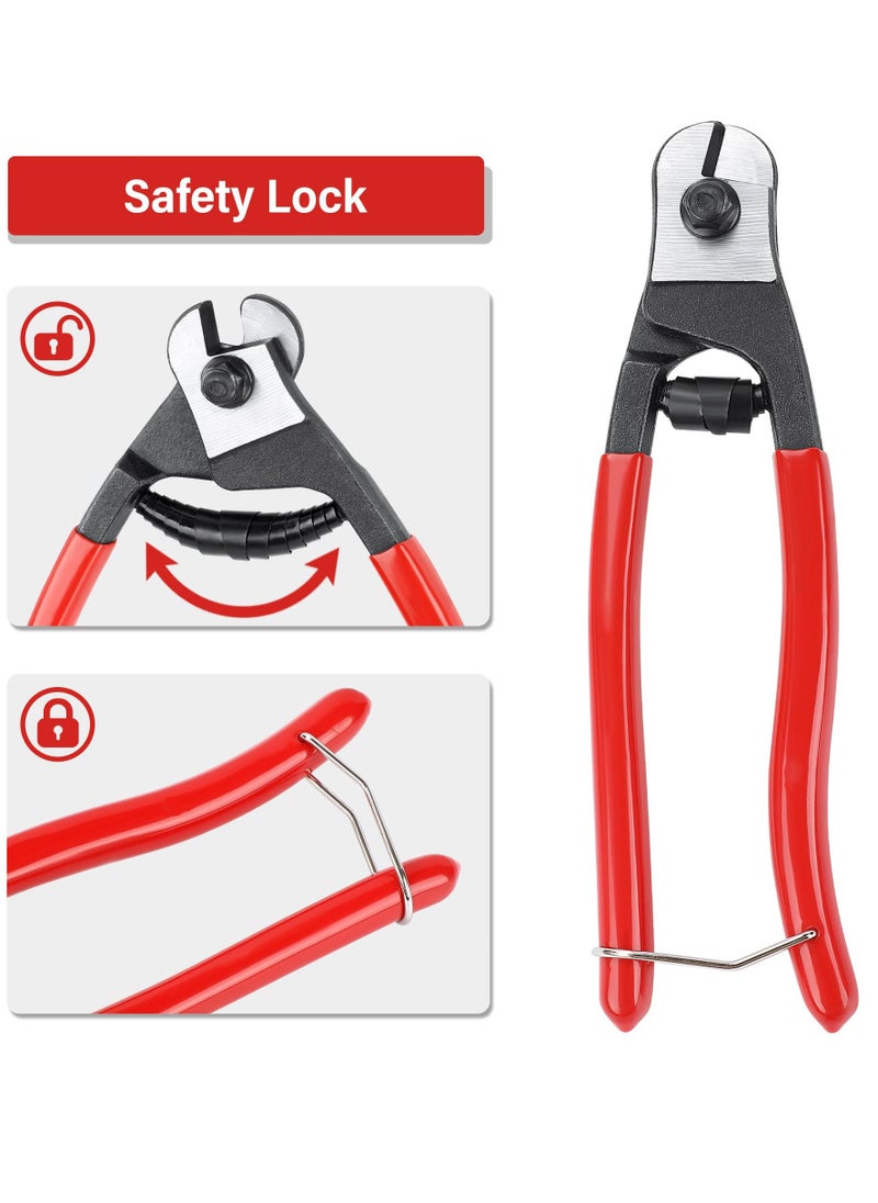 Wire Cutters, 8-Inch Heavy Duty Cable Cutters Steel Wire Rope Up to 13/64" Stainless Steel, Wire Rope Cutters for Steel Wire, Wire Seals, Aircraft Bicycle Cable, Cable Cutter Cuts (5mm)  - Image 3