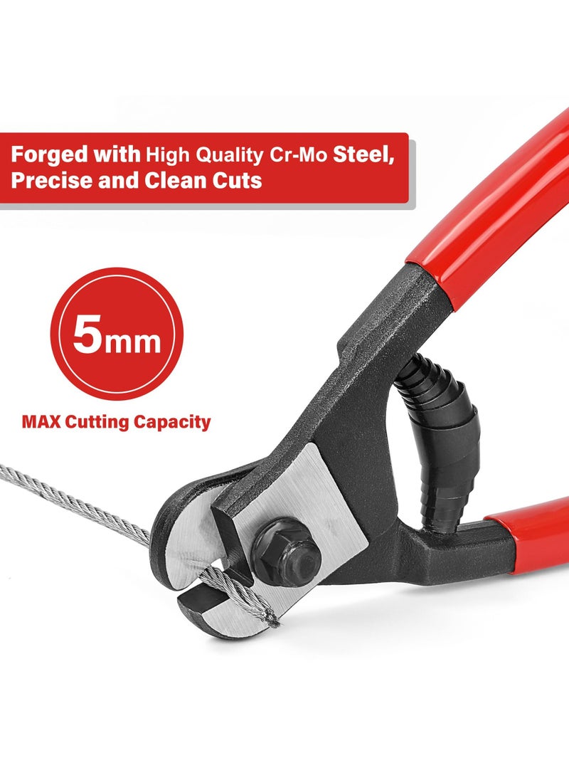 Wire Cutters, 8-Inch Heavy Duty Cable Cutters Steel Wire Rope Up to 13/64" Stainless Steel, Wire Rope Cutters for Steel Wire, Wire Seals, Aircraft Bicycle Cable, Cable Cutter Cuts (5mm)  - Image 4