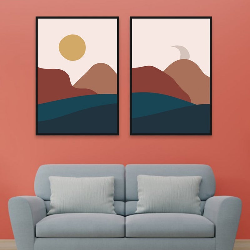 ماركتنا لوحة قماشية ثنائية بتصميم مودرن بمقاس اجمالي 100×70 سم - Image 1